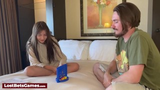 Playing a strip Connect 4 on the bed and losing all clothes in the process