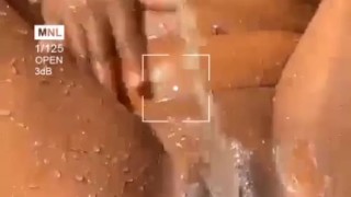 Solo ebony masturbation and squirting