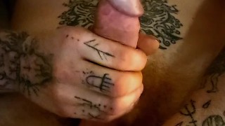 Showing of my tattooed upper body and big dick