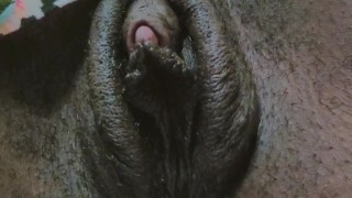 Showing you my soaking wet hairy holes and swollen big clit