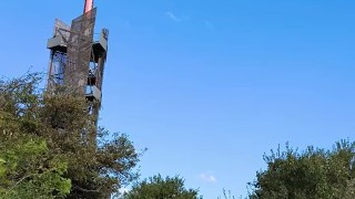 Outdoor cumshot near the watchtower