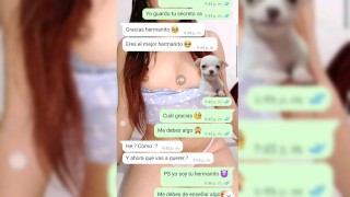 Conversación con mi hermanastra, guardo su secreto a cambio de sexo real - casero -Méxicana