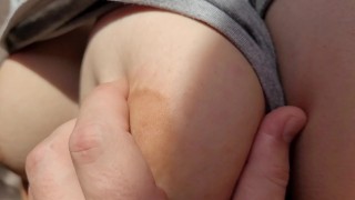 Best Cumshots Compilation on Clothes of a Petite Girl with Big Ass