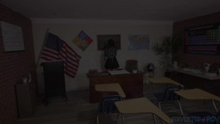 Dominant teacher teaches a disobedient student some discipline