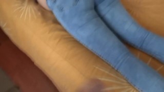 Two big cumshots in my ass, I love pulling up my jeans so stepson can fill me with semen