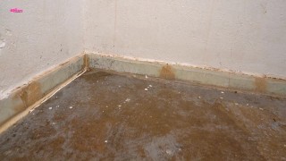 Student girl without panties pees outside
