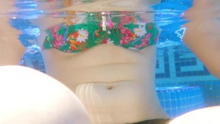 Ariel Ortiz visits Murcia,she is like a mermaid in the sea,she swims on the beach or pool