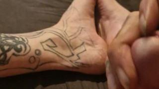 Cum on feet and chest watching Arab porn