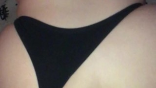 Fat ass slut rides dildo with butt plug