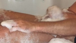 Bath time masturbation session with fleshlight
