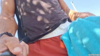 Sexy guy walking on public street showing his cock - Risky cumshot - Caught