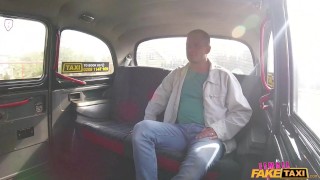 Female Fake Taxi - Beatiful blonde driver make her passenger cum over her outstanding tits