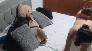 My girlfriend lets me penetrate her pussy with my harness