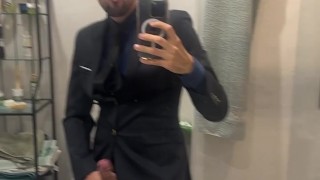 jerking off in a wedding suit