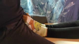 Giving sockjob and he cums on my socks