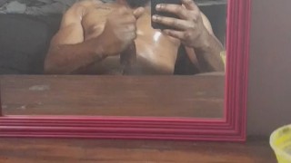 BBC cumming in mirror
