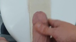 Uncut British Teen Huge Cumshot On The Toilet Seat