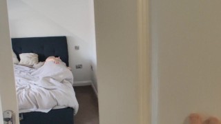 Woke up my step sister for a birthday quality blowjob and gave her a huge cum explosion.