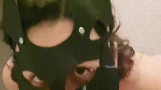 My master binds my hands and uses my throat until he covers my face in cum