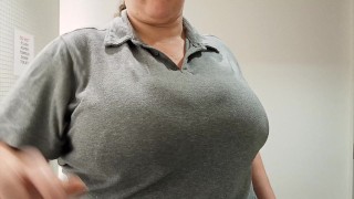 Big Beautiful Tits in Public Bathroom ***ALMOST CAUGHT***