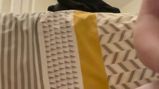 Male jerking off, afraid is someone will see him