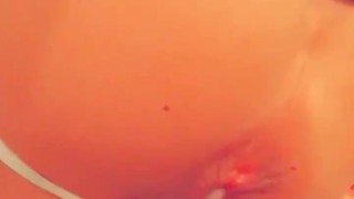 Two loads dripping out of jockstrap ass