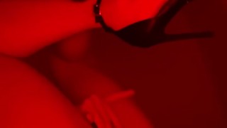 Horny wet girl in high heels cums powerfully from dildo and vibrator. Real orgasm of a sporty girl