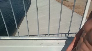 Nude masturbation at a coastal basin with weather blazin'!