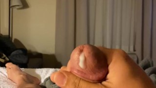 Solo male moans in hotel on vacation
