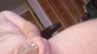 24yr old stroking his cock with his fleshlight(BearTwink)