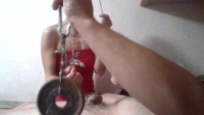 Sounding with Weighted Balls orgasm