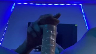 Ebony intense creamy cream pie with 9 inch dildo