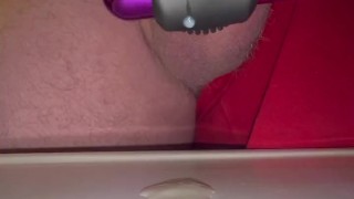 Masturbating and cuming using cock ring vibrator
