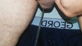 desperate pissing in underwear, I get all wet, close-up, wet panties