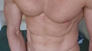 Tall muscular Dom shows off and strokes BWC