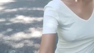 bouncing boobs while running I flash my boobs