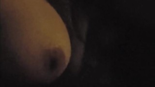 Asian MILF With Big Tits Driving Topless in Car