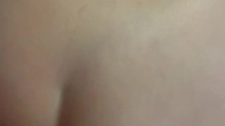 Teen gets fucked from behind before taking cumshot on tits while parents are home