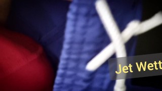 Desperately holding and wetting my scrubs and boxers