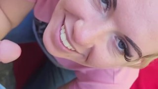 I got him so hard telling him how good my bull fucked me so he pulled over and made me suck him off