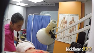 Masseur fucks his milf patient and cums in her mouth