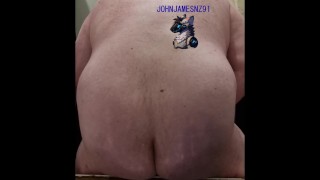 white kiwi bear from NZ puts a monster energy strawberry can in his ass.