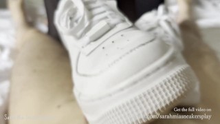 Filled my nikes with lube! - Shoejob and cum inside them