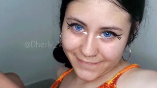 Dherly loves to feel her tits soaking wet with hot cum