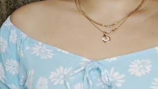 beautiful girl in a blue dress