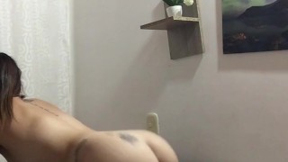 My girlfriend cums and moans when I penetrate her with my strapon.