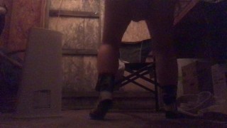 went out to the shed for a smoke.. ended up pounding my ass till i squirt on the floor.