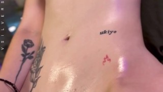 Oiled Up Grinding and Cumming On Vibrator