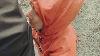 British Slut Belle O'Hara needs cock in her mouth whatever the weather