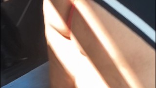 Exhibitionist wife flashing big ass at the car wash part 1 for voyeurs watching